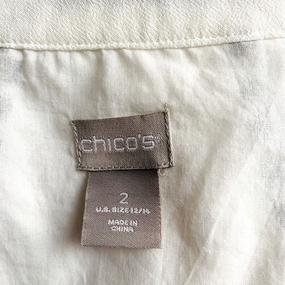 Chico’s Women's White Embellished Open Front Tassle Tie Lightweight Jacket Sz L - Picture 12 of 13